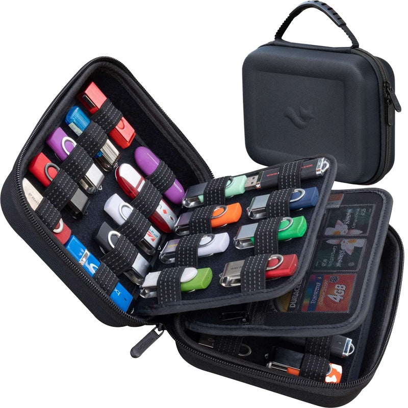 ButterFox Large Capacity 36 USB Thumb Flash Pen Drive Storage Holder/Memory Card SD Card Holder Case/Universial Electronic Accessories Organizer - Medium - Image 1